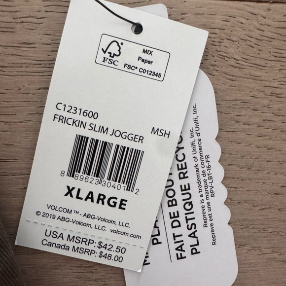 NWT Boys Volcom Frickin Slim Jogger (size XL 14 boys) - Picture 4 of 4